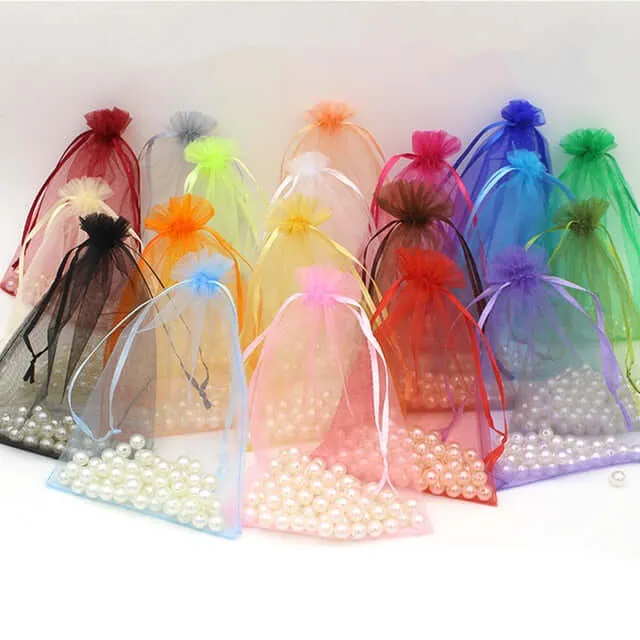 10 Pack 5"x7" Champagne Organza Drawstring Wedding Party Favor Gift Bags