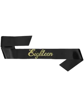 18th Birthday Sash Black