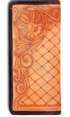 American Darling Wyoming Tooled Leather Wallet - Tan