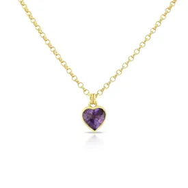 Amethyst Set Heart Necklace in Fully Gold Plated Silver