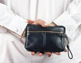 Antheia mini wallet - Black leather