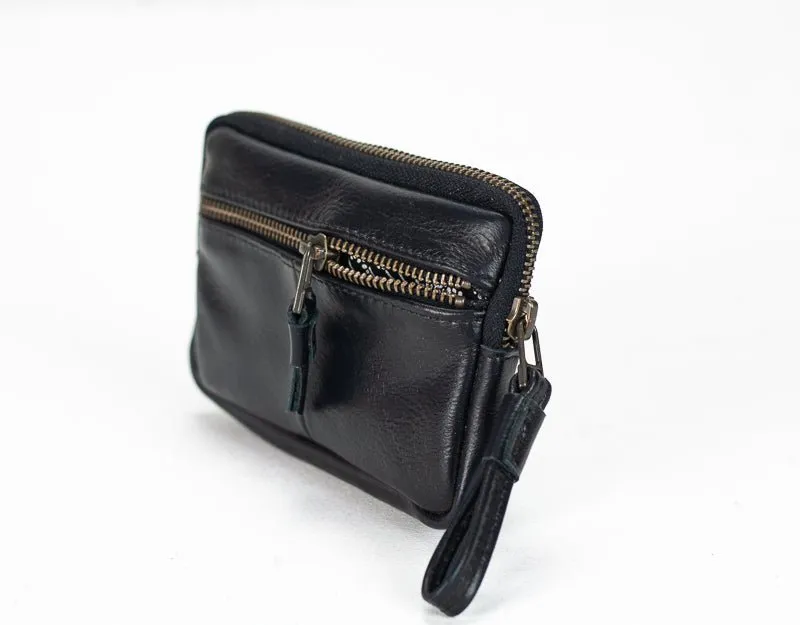 Antheia mini wallet - Black leather