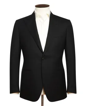 Black Wool Twill Peak Lapel Cocktail Suit