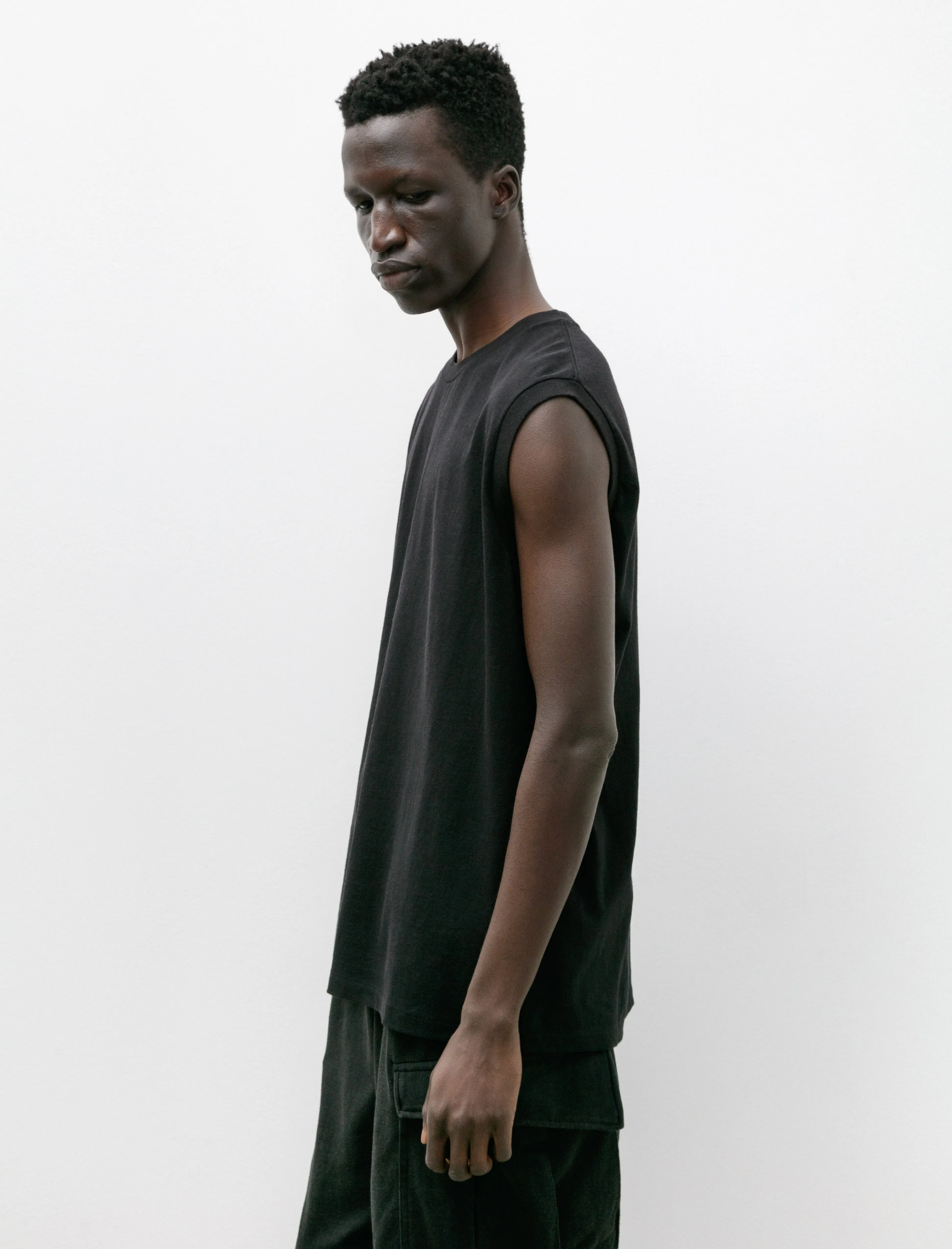 Cotton Jersey Sleeveless T-Shirt Fade Black