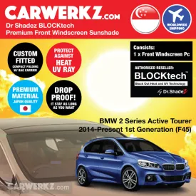 Dr Shadez BLOCKtech Premium Front Windscreen Foldable Sunshade for BMW 2 Series Active Tourer 2014-Current 1st Generation (F45)