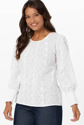 Farah Top White Embroidery