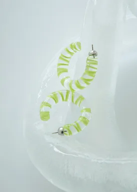 GLASS HOOP EARRING / CLEAR-LIME