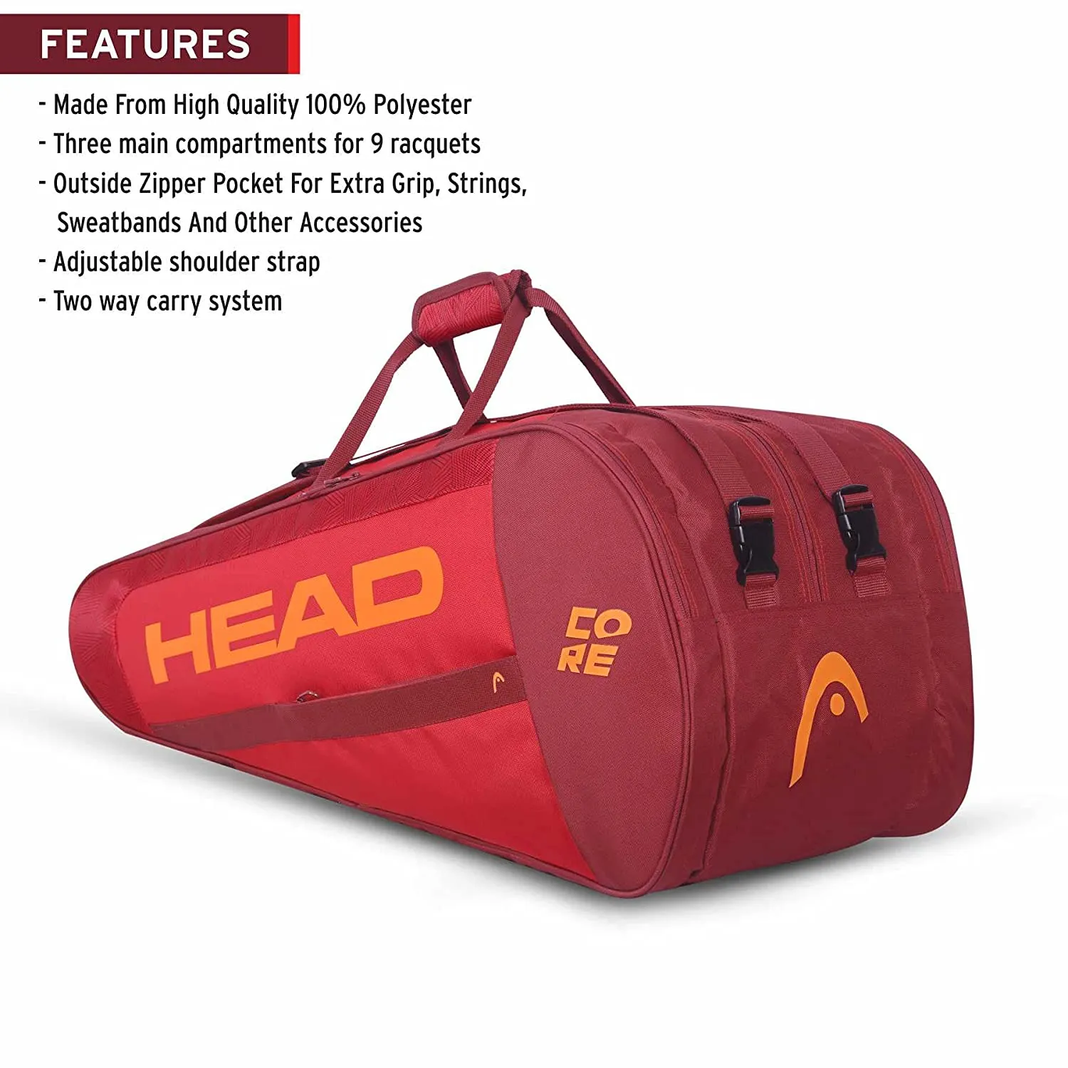 Head Core 9R Supercombi Tennis Kitbag - RED