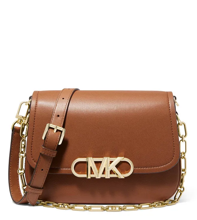 Michael Kors Brown Parker Leather Logo Medium Cross Body Bag