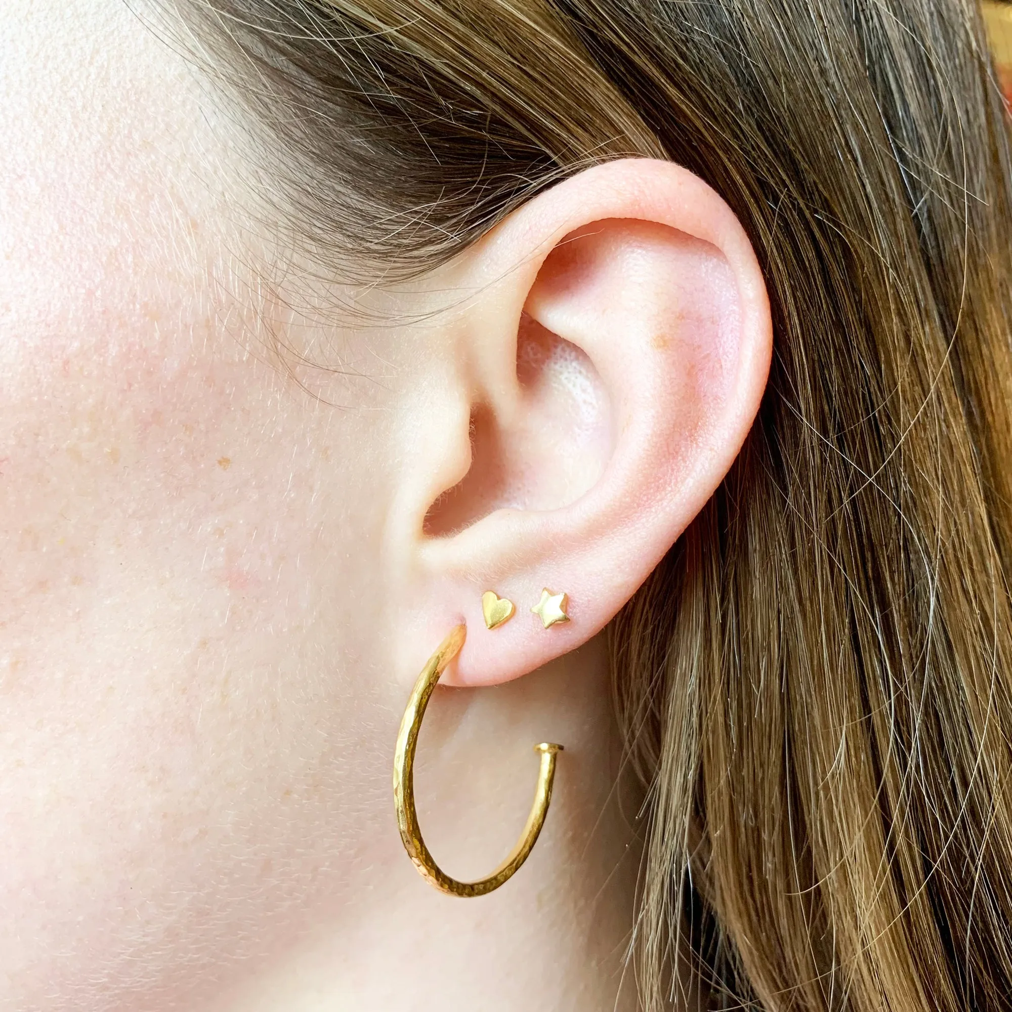 Midi Hammered Hoop Earrings