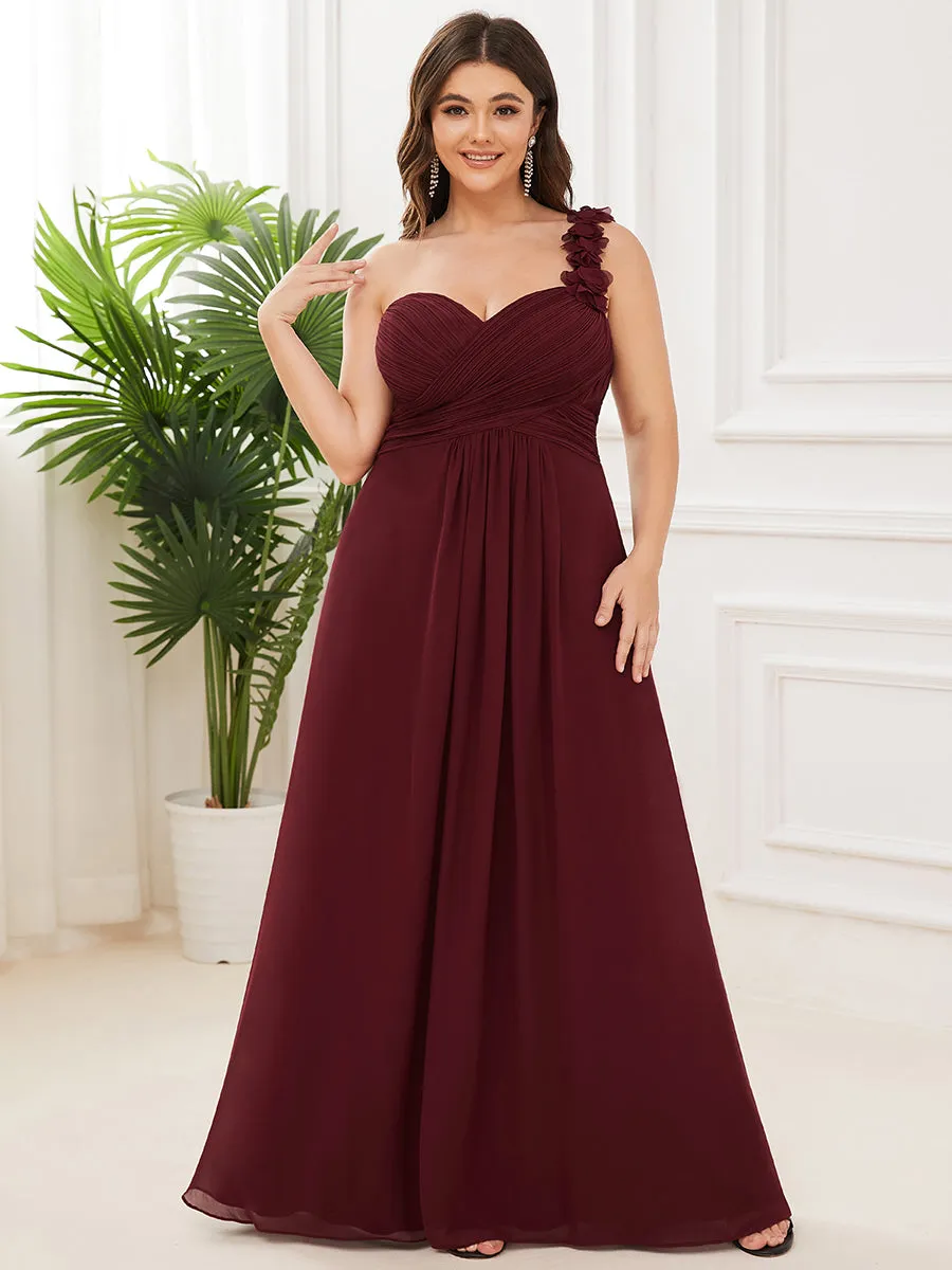 One Shoulder Plus Size Wholesale Chiffon Bridesmaid Dresses