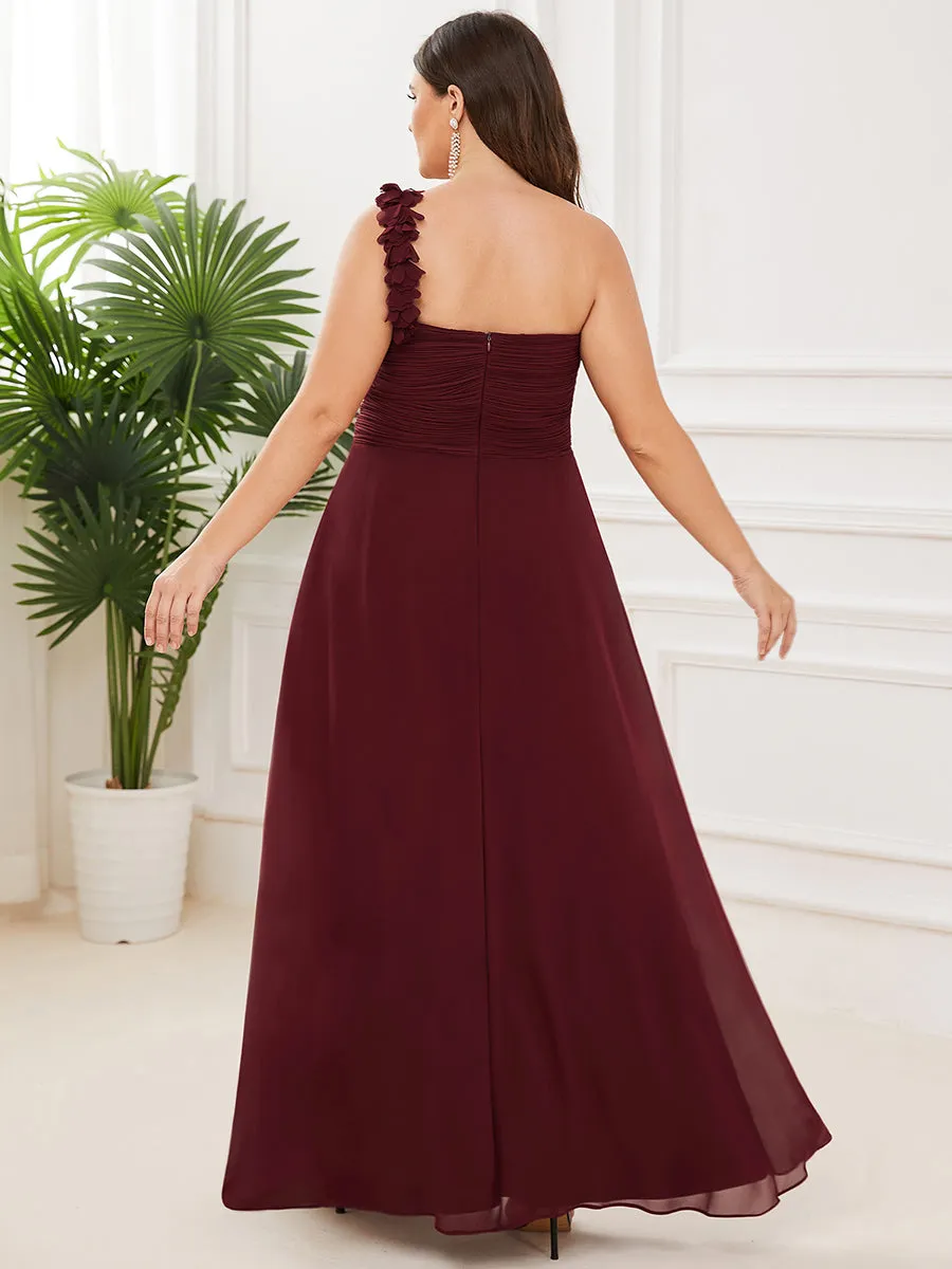 One Shoulder Plus Size Wholesale Chiffon Bridesmaid Dresses