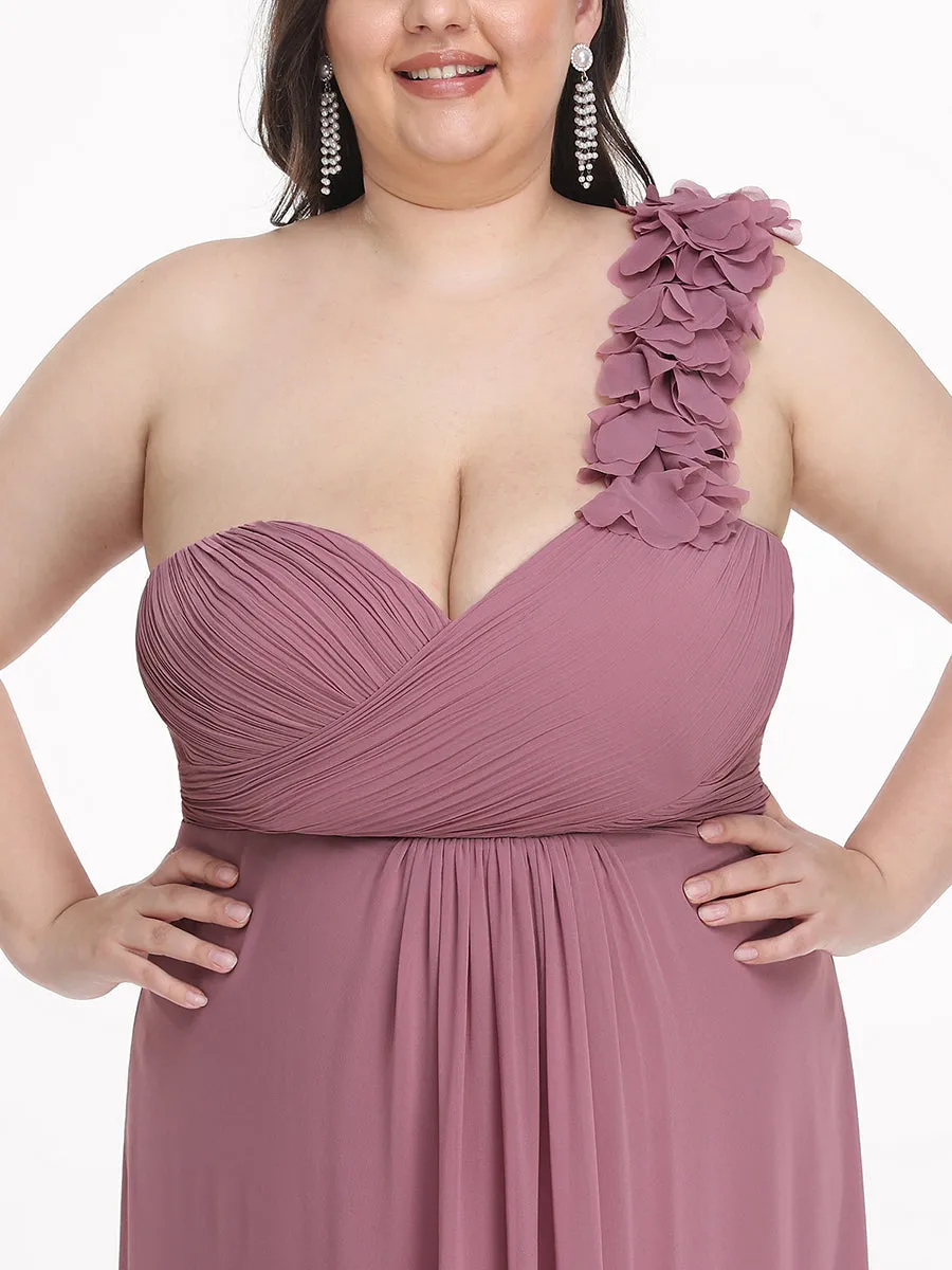 One Shoulder Plus Size Wholesale Chiffon Bridesmaid Dresses