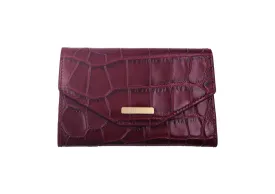 Purse Wallet Orinoco 'Croc' Print Calf Leather - Wine