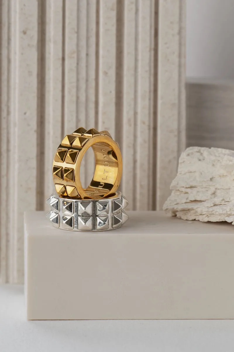 Ring | Double Rivets | Gold Plated